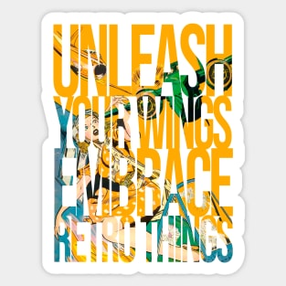 Unleash Your Wings, Embrace Retro Things Vintage Comic Old Fantasy Popart Scifi Funny Sticker